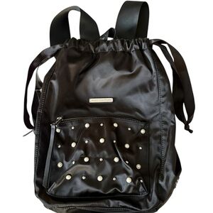 Juicy Couture Black Satin Backpack with Pearl Accents NWOT
